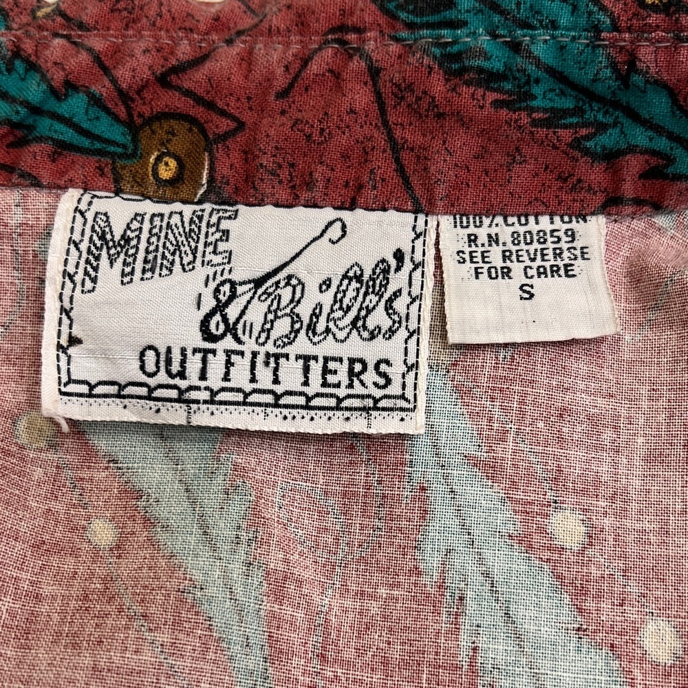 Vintage Mine & Bills Outfitters Feather Print Western Button Down Size S - Picture 5 of 8